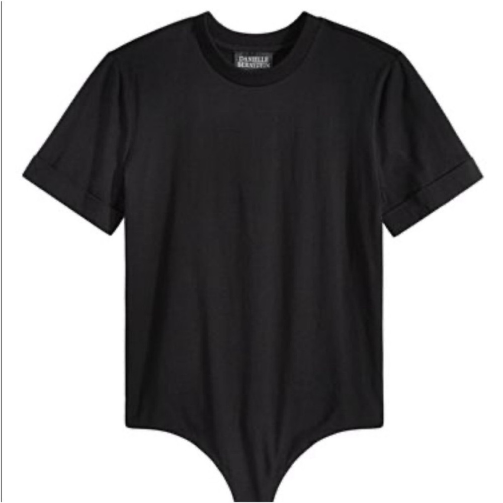 Danielle Bernstein Womens Black 100% Cotton Cuff Sleeve Bodysuit T Shirt NWT New - Picture 9 of 11
